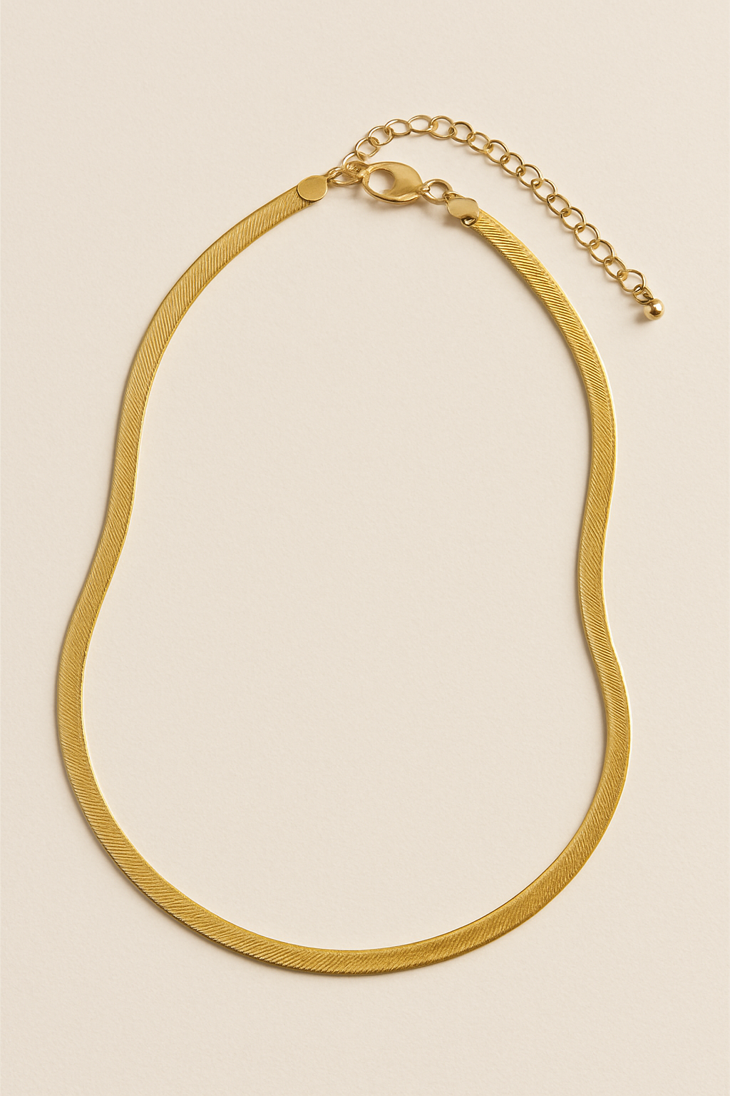 Gold Herringbone Necklace: 18K Plated Stainless Steel Flat Snake Chain