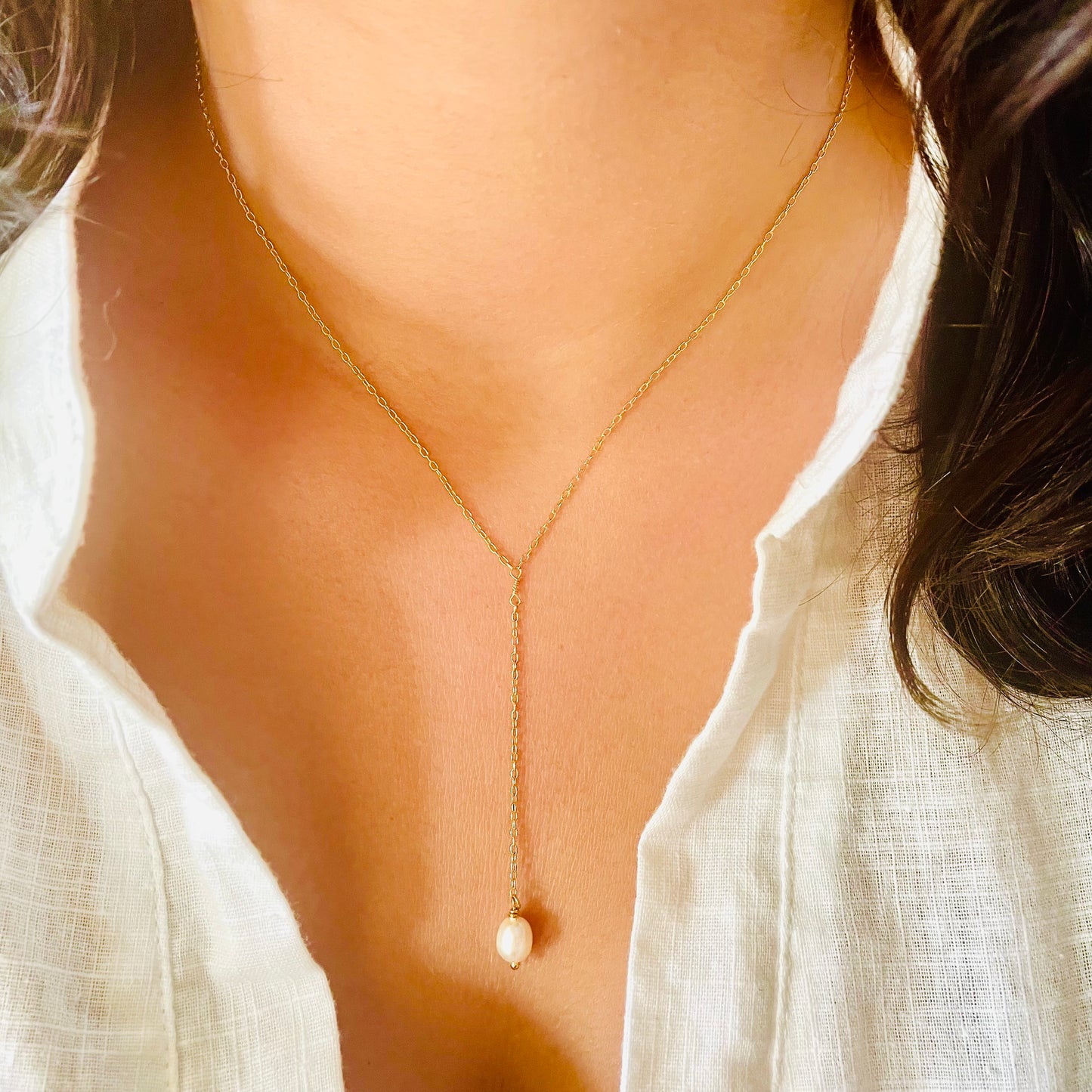 Layered Pearl Chain Necklace, Delicate Layered Pearl Necklace, Everyday Jewelry Gift, Wedding Necklace.