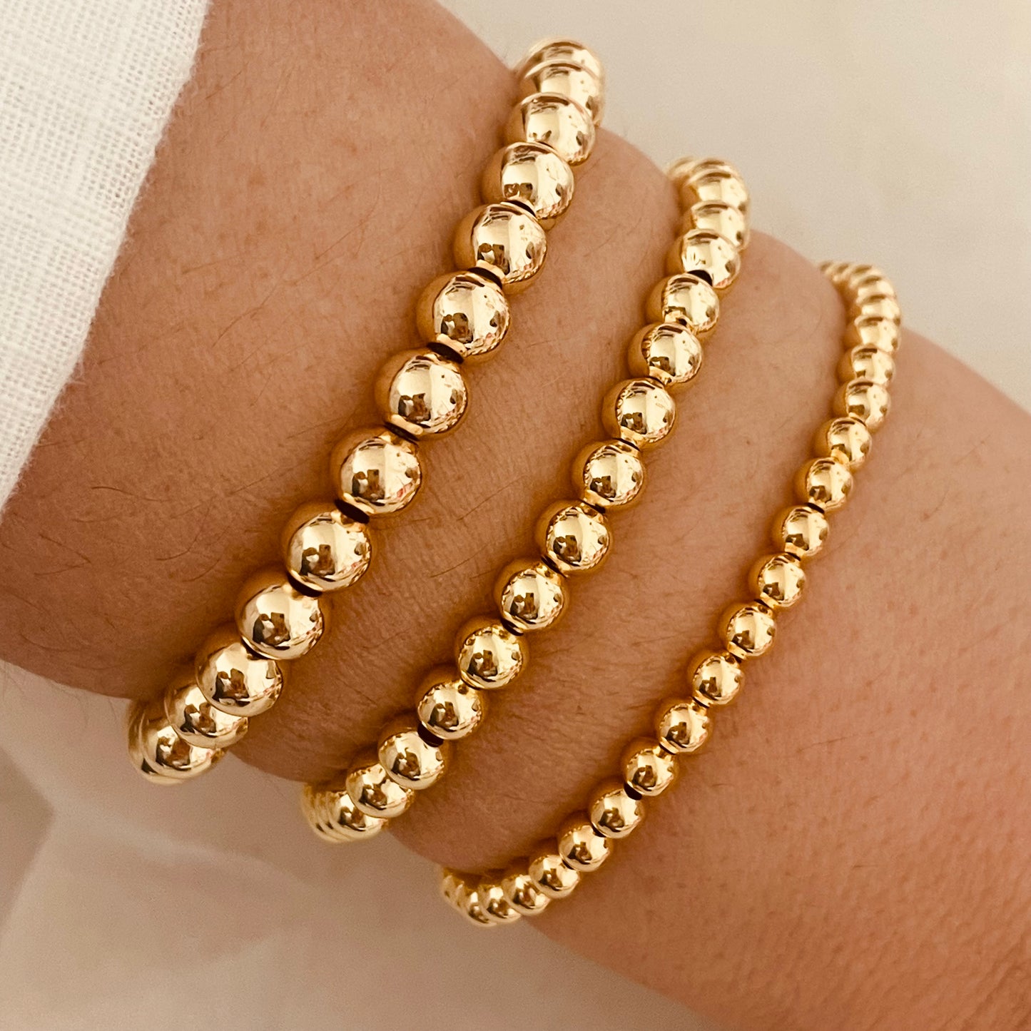 Gold Bead Bracelet Set, Gold Beaded Bracelet Stack, Gold Ball Bracelet, Bracelet Gold Beads, Stack of Gold Bracelets, Women's Bracelet Sets Gold