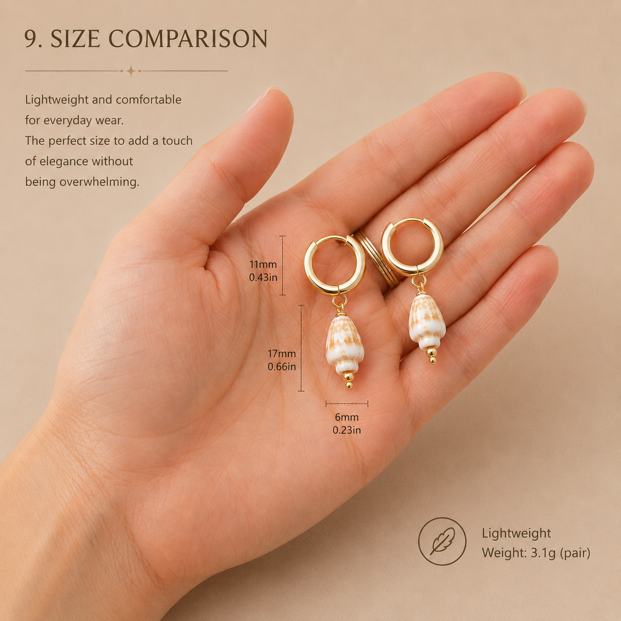 Handmade Shell Hoop Earrings | 18K Gold Plated Huggie Earrings | Natural Seashell Earrings | Beach Jewelry | Coastal Earrings | Gift for Her