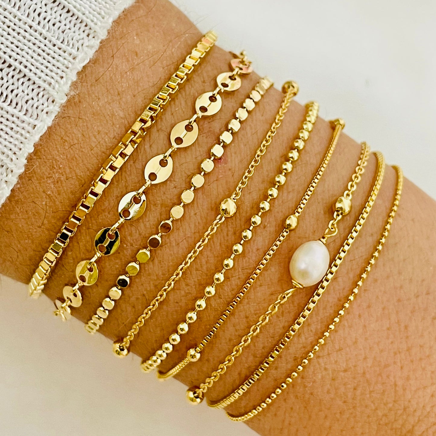 Bracelet Set for women, Gold filled Bracelet Set, Pearl Bracelet