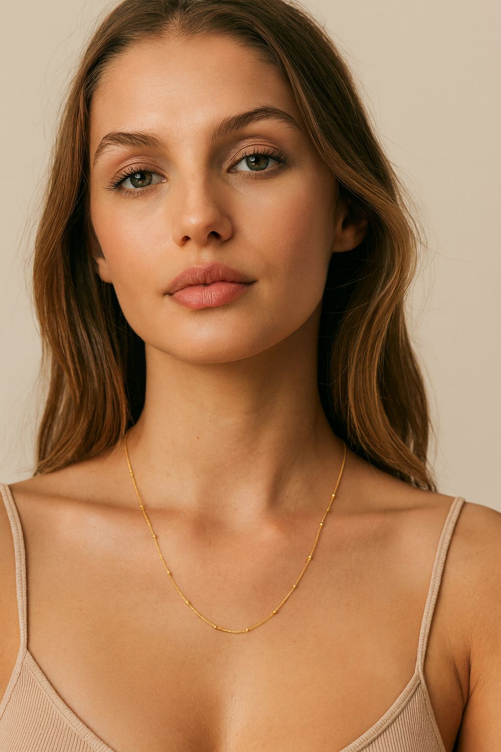 Gold Filled Beaded Satellite Necklace: Hypoallergenic Stainless Steel