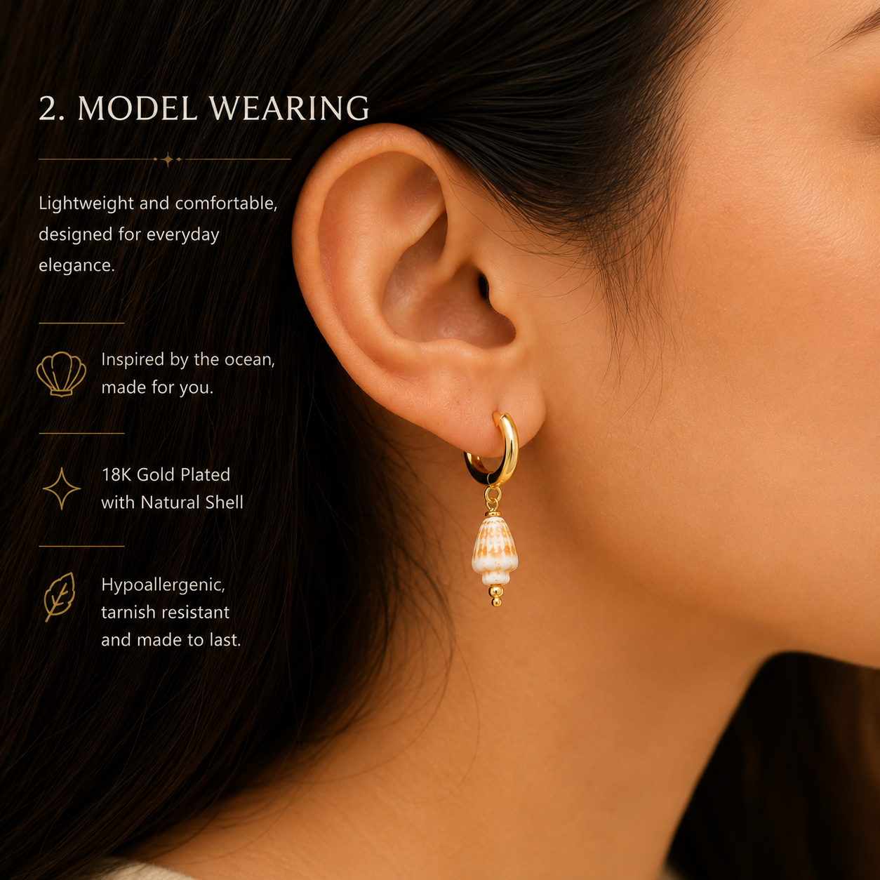 Handmade Shell Hoop Earrings | 18K Gold Plated Huggie Earrings | Natural Seashell Earrings | Beach Jewelry | Coastal Earrings | Gift for Her